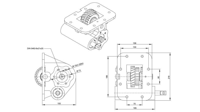 DIMENSJONER FOR HYDRAULISK PUMPE - ISUZU MOZ 06 MEKANIKK