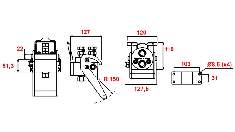 MULTI-FASTER KOPPLING 2-VÄGS BSP 3/8 FAST DEL