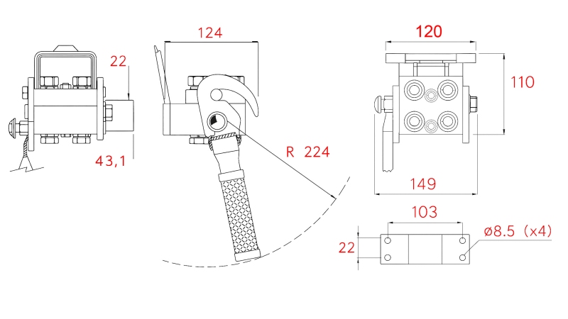 ACOPLAMIENTO MULTI-FASTER 3 VÍAS BSP 1/4 PARTE FIJA (UNA PALANCA)