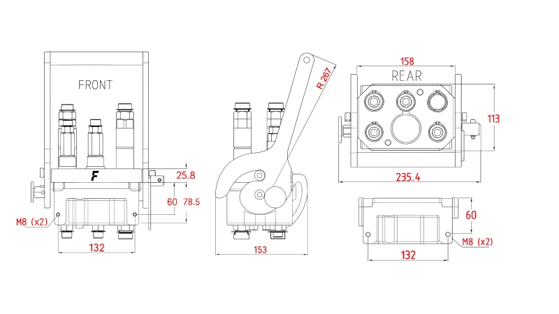 GIUNTO MULTI-FASTER 3PLK 5VIE BSP 3×3/8 2×9/16 PARTE MOBILE