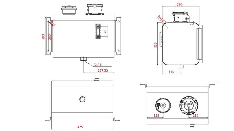 METAL RESERVOIR TOP 40 Lit 320x290x475mm