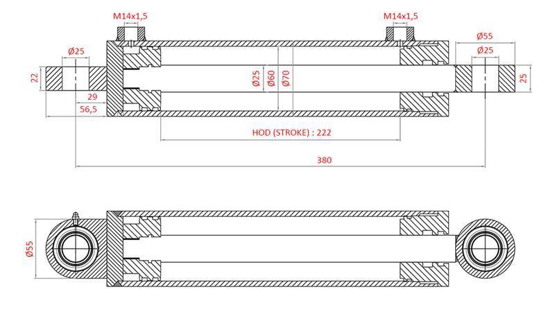 HIDRAULIČKI CILINDAR UPRAVLJANJA FIAT-NEW HOLLAND OEM-5134221, 5144124, 5144126, 5143970, 5156718