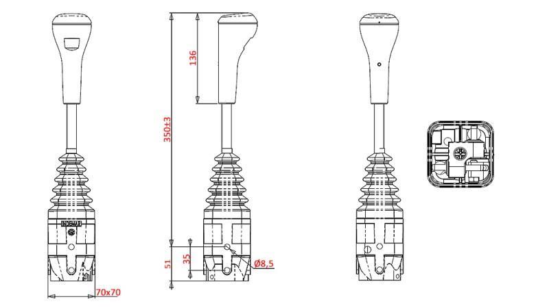JOYSTICK INDEMAR FOR GAFLIFT - UTEN KNAPPE