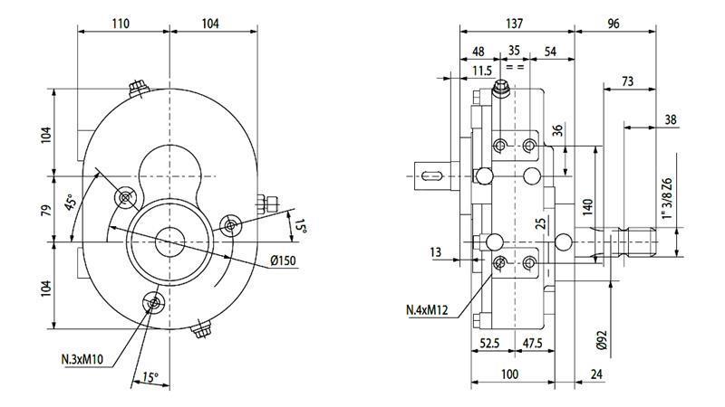 REDUSERING INVERSJON A-3A 1:1 (30HP-22.1W)