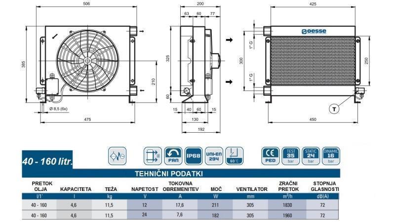 OLEJOVÝ CHLADIČ DC 24V HY03804 40-160 LIT