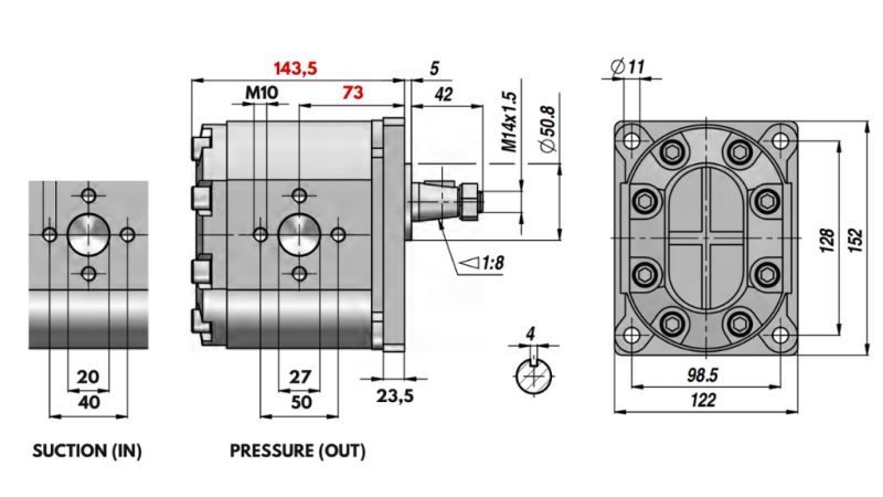 HYDRAULISK PUMPE GR.3 43 CC HØYRE - PRIROBNICER