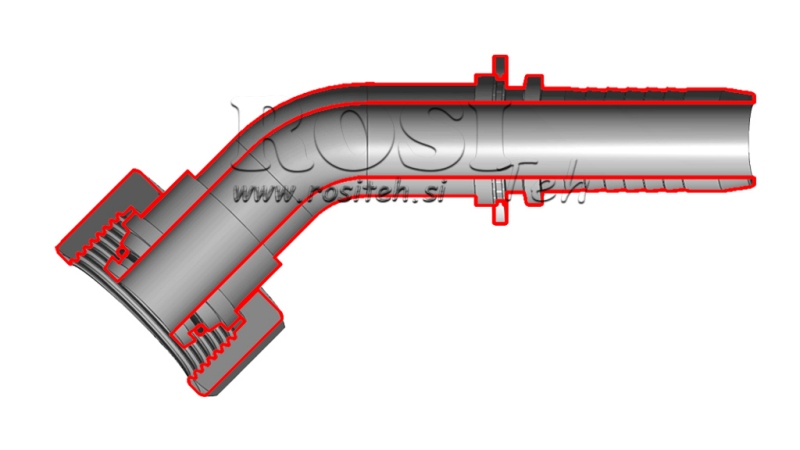 HYDRAULISCHER ANSCHLUSS DKOL 15 L WEIBLICH KNIE 45° DN10-M22 X 1,5