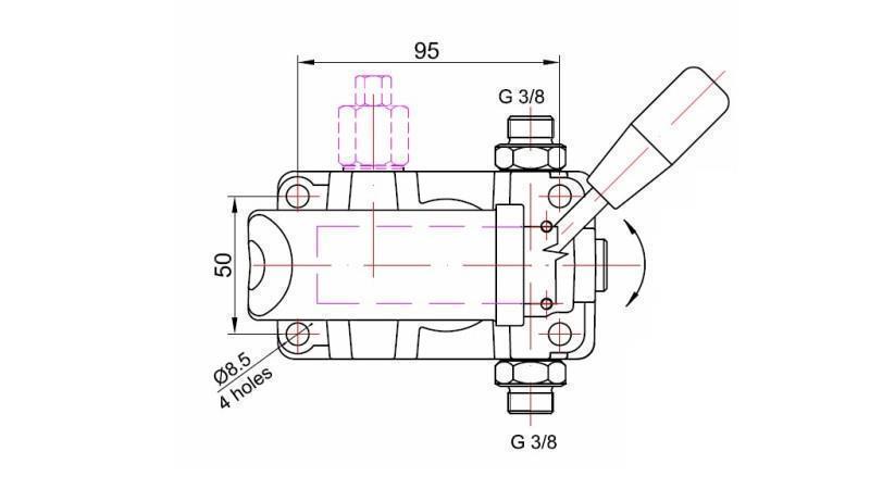 ROČNA ČRPALKA 45CC -DD- DVOSMERNA - dimenzije