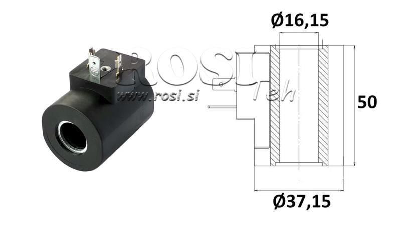 ELEKTROMAGNETISK SPOL 12V DC - SAE10 - fi 16.15mm-50mm 26W IP65