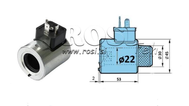 ELEKTROMAGNETISK SPOL 12V DC FOR CETOP VENTIL - fi 30mm-53mm 29W