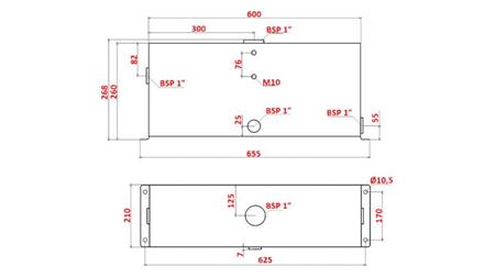 METALL RESERVOAR 25 LITER KUBE 260x210x600mm KOMPLETT MED UTSTYR