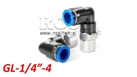 CONECTOR ANGULAR DE ENCHUFE NEUMÁTICO TPA CON ROSCA GL-014-4