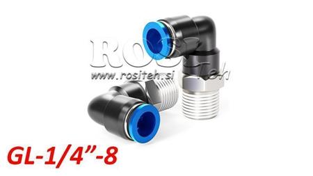 CONECTOR ANGULAR DE ENCHUFE NEUMÁTICO TPA CON ROSCA GL-014-8