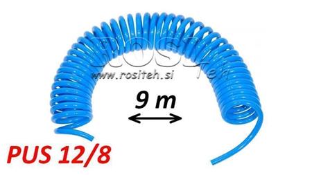 PUS 12/8 9m OBJUDEN BLÅ LUFTSLANG SPIRAL