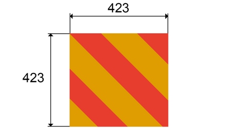 ALU ĮSPĖJIMO ŽENKLAS TRANSPORTO PRIEMONĖMS IR PRIEDAMS DIM.423X423MM