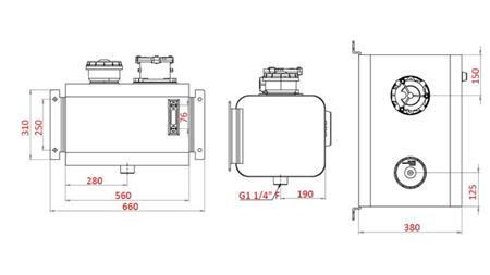 METALLRESERVOAR TOPP 60 Lit 310x380x560mm