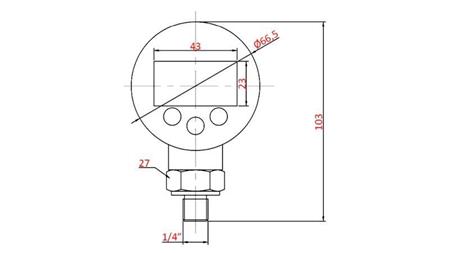DIGITALT MANOMETER DN63 VERTIKAL 0 - 600 BAR - 1/4