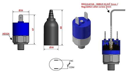 HIDRAULSKI PREKIDAČ PRITISKA K4 - NC 0.2-2.5 BAR (MAX.25BAR)