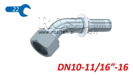 HYDRAULINEN YHTEYS DKORFS NAISPUOLEINEN KULMA 45° DN10-11/16-16