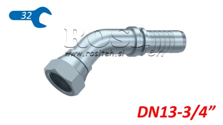 HYDRAULISK TILKOBLING BSP HUNN ELBOW 45° DN13-3/4