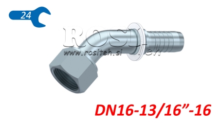 HYDRAULINEN YHTEYS DKORFS NAISPUOLEINEN KULMA 45° DN16-13/16-16