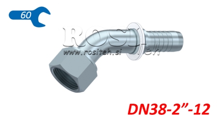 HYDRAULINEN YHTEYS DKORFS NAISPUOLEINEN KULMA 45° DN38-2