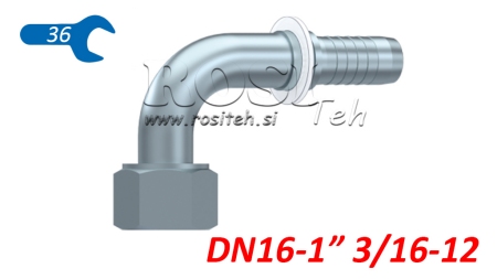 HYDRAULICKÉ PŘIPOJENÍ DKORFS ŽENSKÝ ELBOW 90° DN16-1 3/16-12