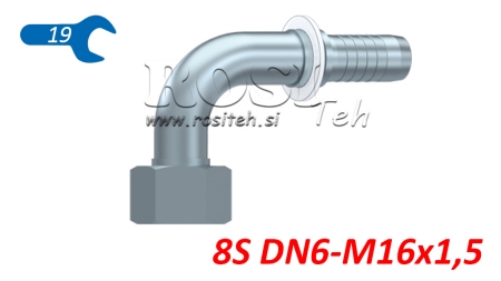HIDRAVLIČNI PRIKLJUČEK DKOS 8 S ŽENSKI KOLENO 90 DN6-M16x1,5