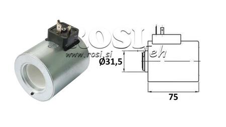 ELEKTROMAGNETISK SPOL 24V DC FOR CETOP VENTIL 5 - fi 31,4mm-75mm 37W