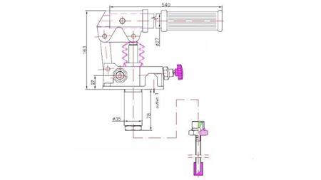 HÅNDPUMPE 12CC -SD- ENKEL RETNING - dimensjoner
