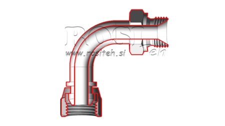 HYDRAULICKÝ LOM 90° BSP MUŽSKÝ-ŽENSKÝ 3/8