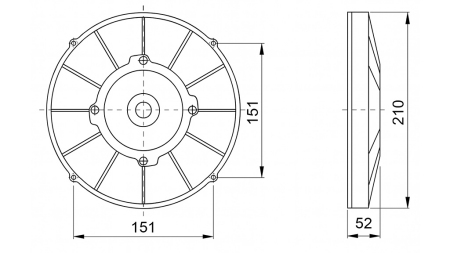 AXIAL LÜFTER - VENTILATOR 190 mm - ABLEITEND 12V