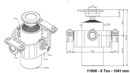 TELESCOPICKÝ CYLINDR KOMPAKT 6 STUPŇŮ 1041mm x125 -KULOVÝ
