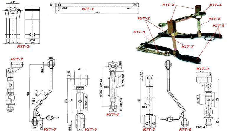 UNIVERSAL KIT FOR TRE-PUNKT HYDRAULIKK KATEGORI 1