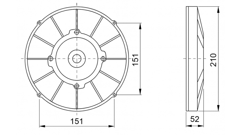 AXIAL LÜFTER - VENTILATOR 190 mm - ABLEITEND 12V