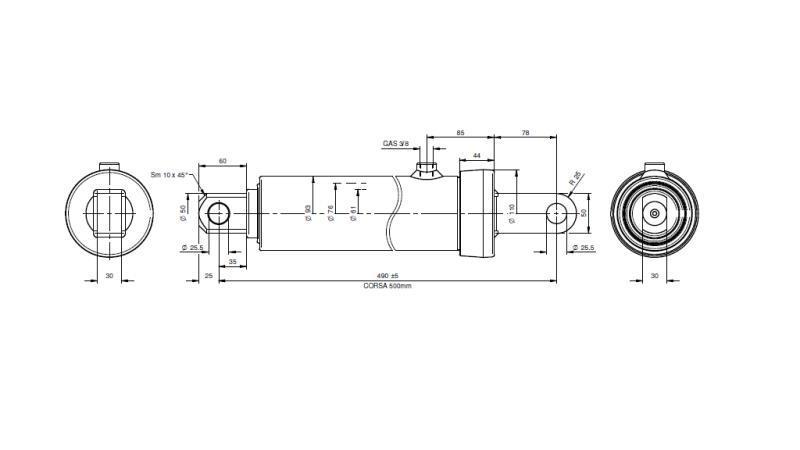 TELESCOPISK SYLINDER FOR PLOUGH 2 TRINN