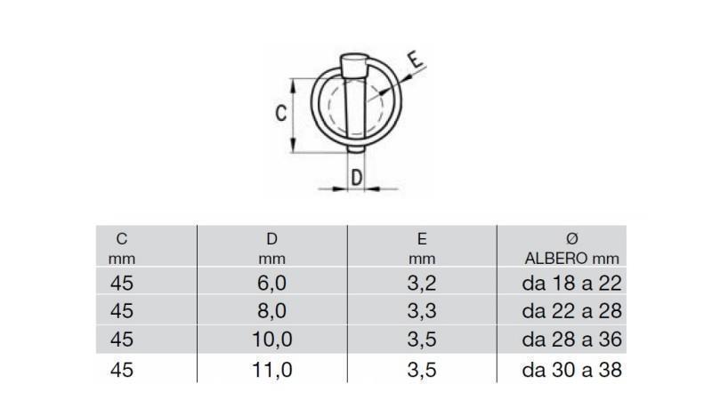SIKRINGSKLEMME RUNDE 10 mm (6 STK) - dimensjoner
